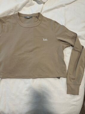 Kith Cropped Long Sleeve Tee in Taupe Beige